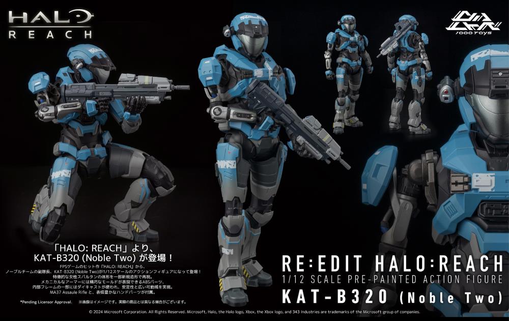 Halo: Reach RE:EDIT KAT - B320 Noble Two 1/12 Scale Highly - Detailed and Fully - Articulated PX Previews Exclusive Action Figure for Collectors