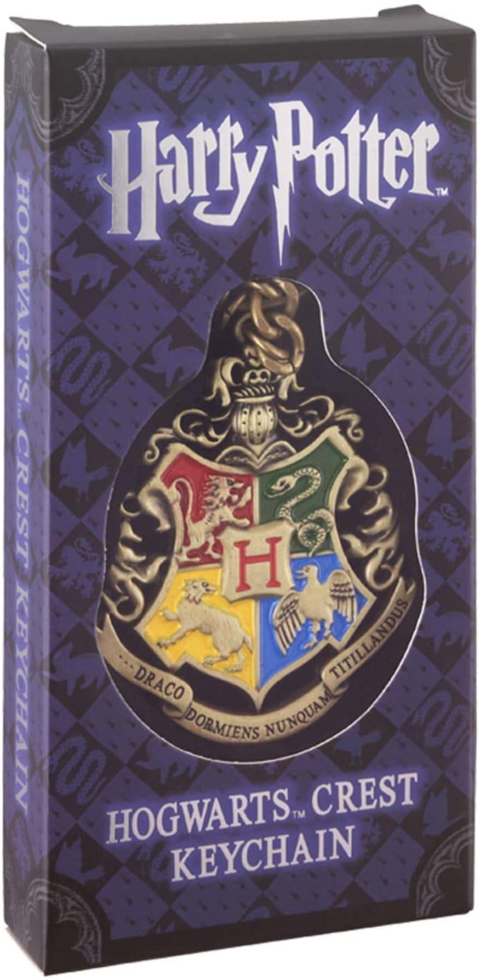 Officially Licensed Harry Potter Collectible Hogwarts Crest Metal Keychain for Fans