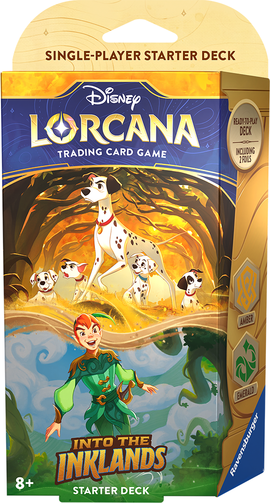 Disney Lorcana Trading Card Game Starter Deck - Amber/Emerald Version for the New 'Into the Inklands' Adventure