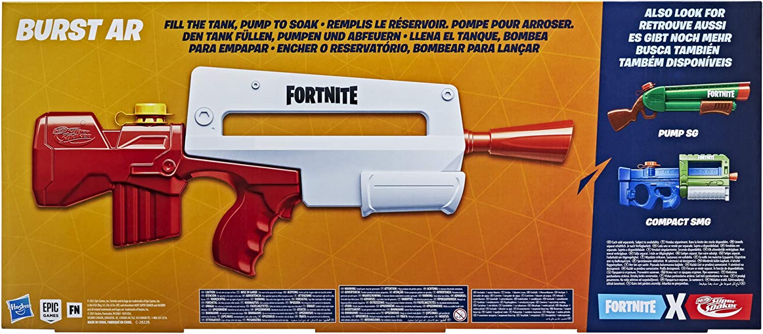 NERF Super Soaker Fortnite Themed Burst AR Style Water Blaster Toy for Outdoor Fun
