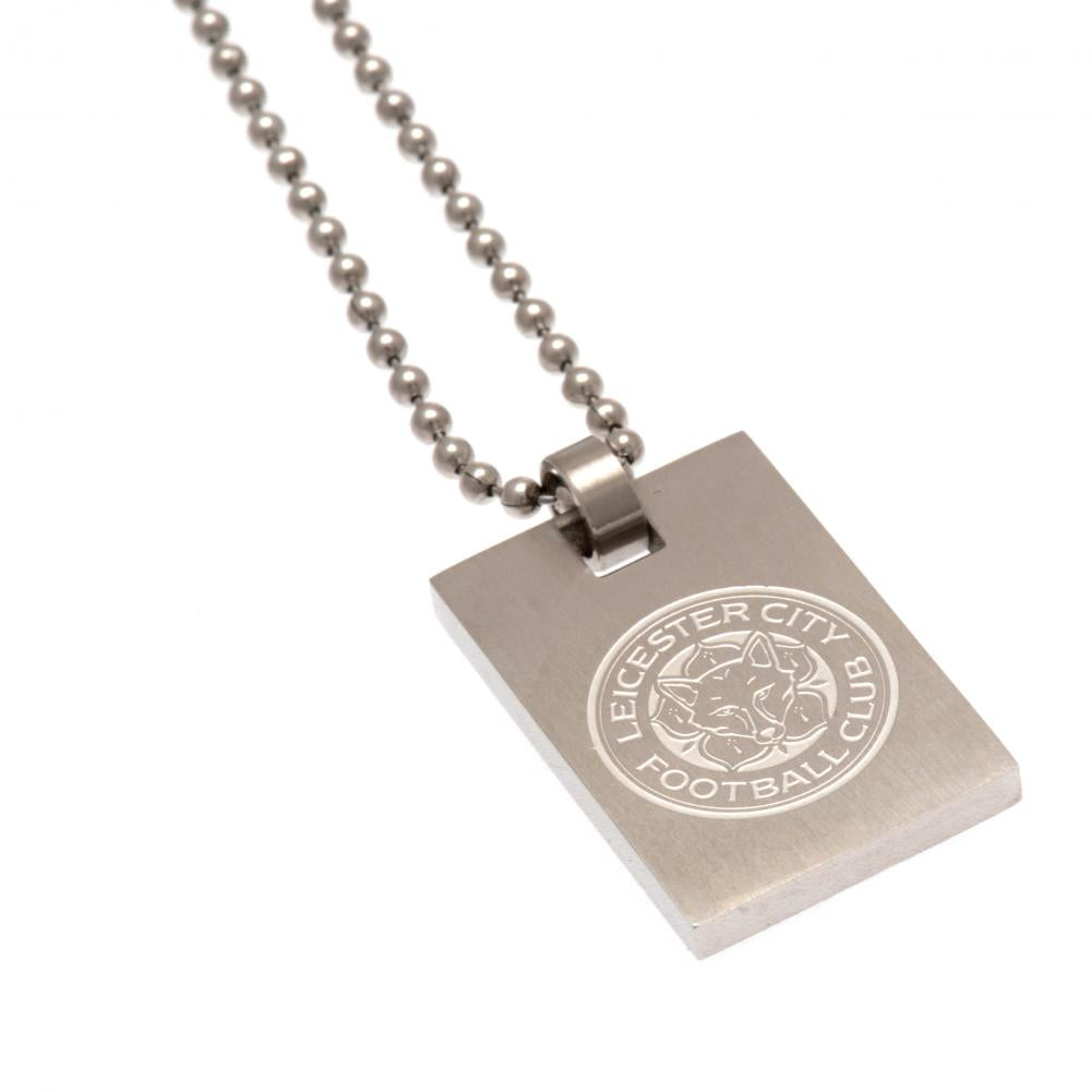 Stylish Stainless Steel Leicester City FC Engraved Dog Tag with Ball Chain
