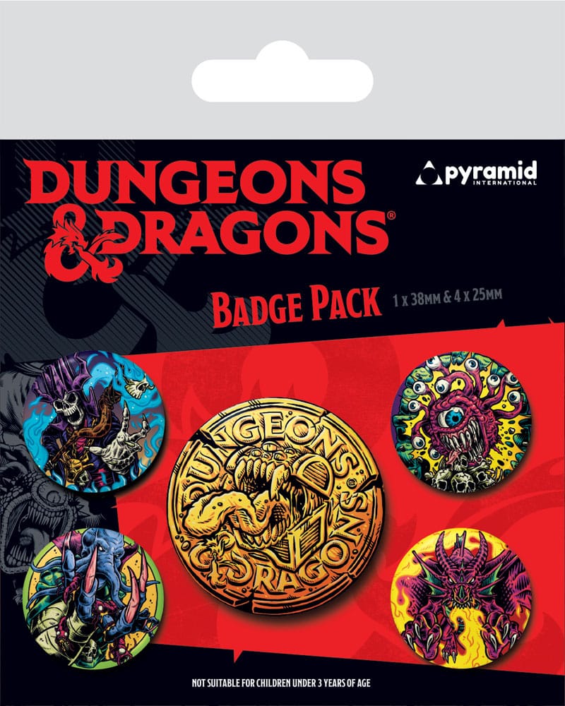 Dungeons & Dragons Collectible Pin-Back Button Set of 5 with Beastly Designs