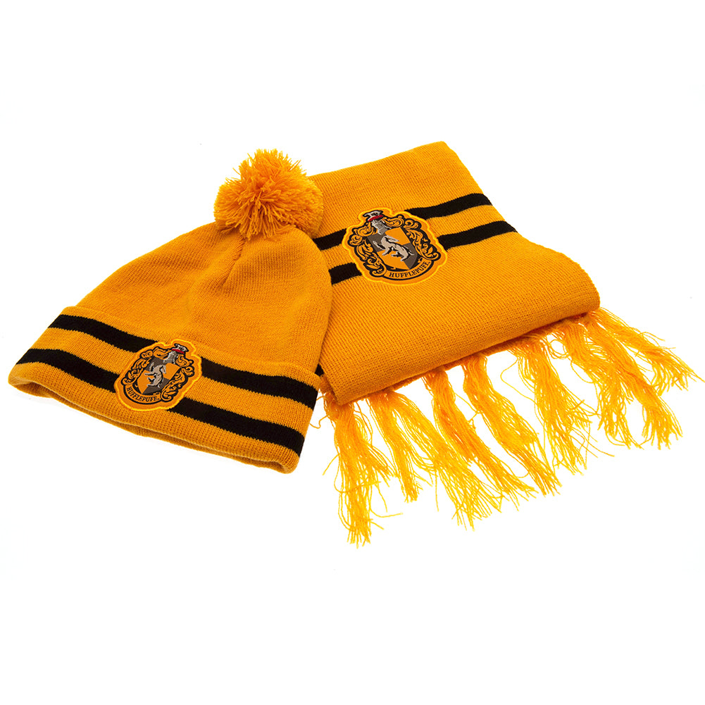 Hufflepuff Junior Harry Potter Yellow Knitted Beanie and Scarf Set