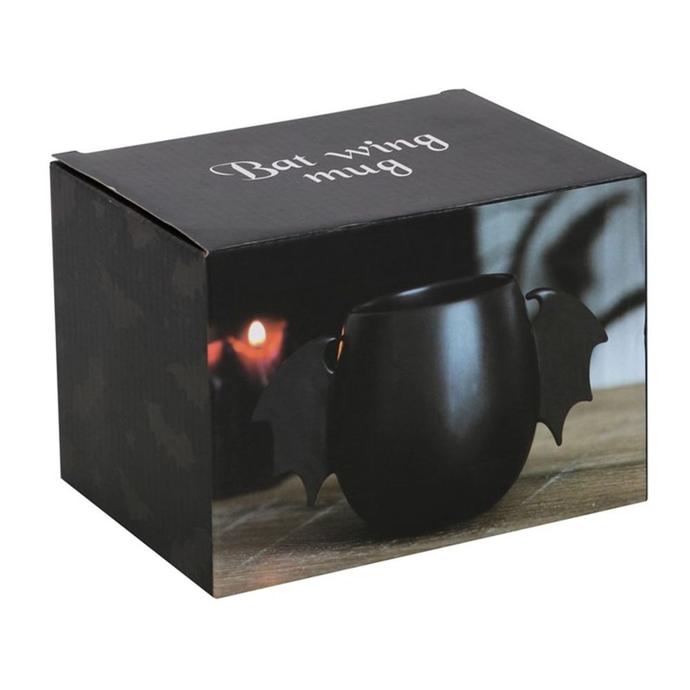 Stylish Bat Wing Design Rounded Black Mug with 500ml Capacity