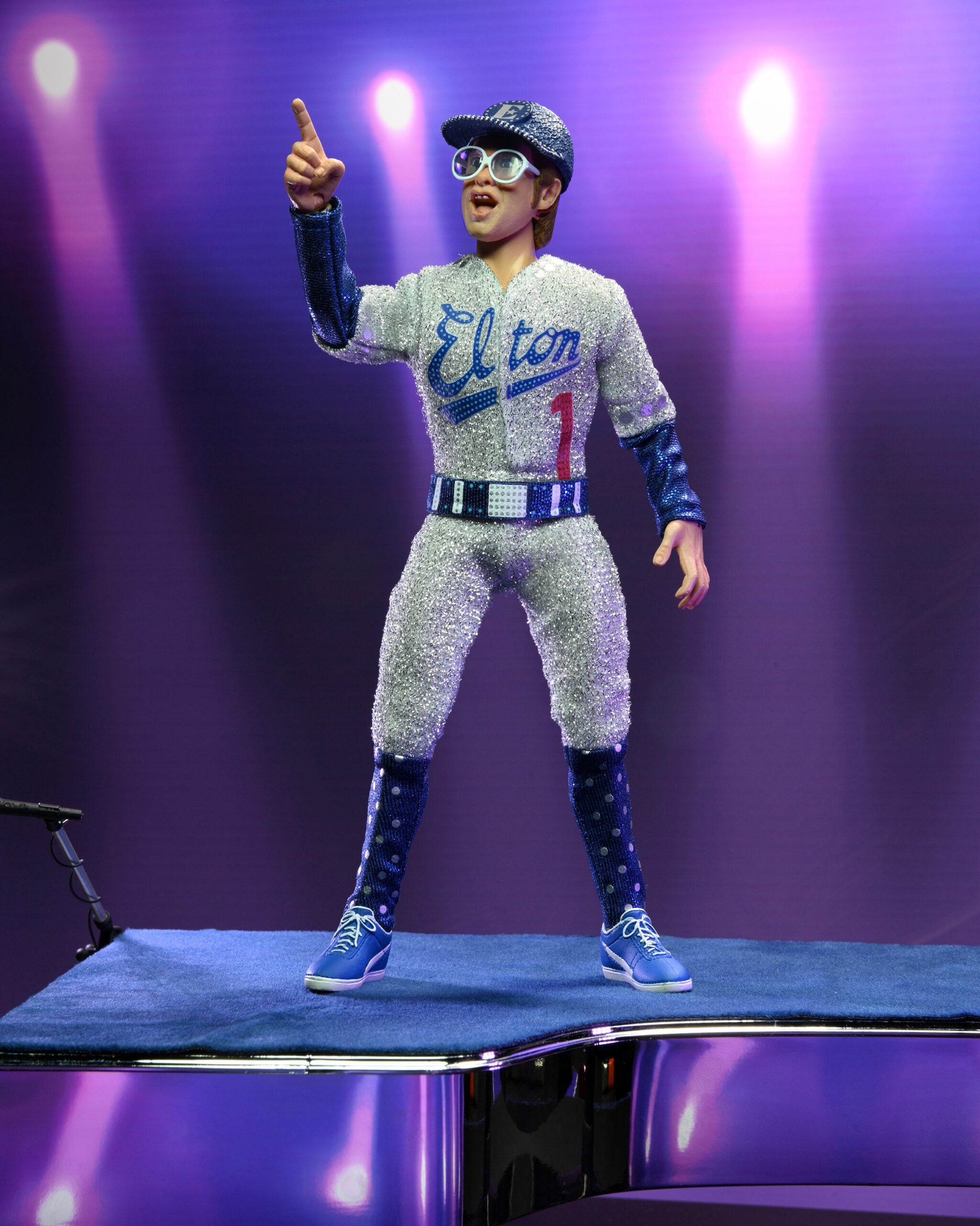 Elton John 8-Inch Deluxe Clothed Action Figure with Piano Inspired by His Live Performance in 1975