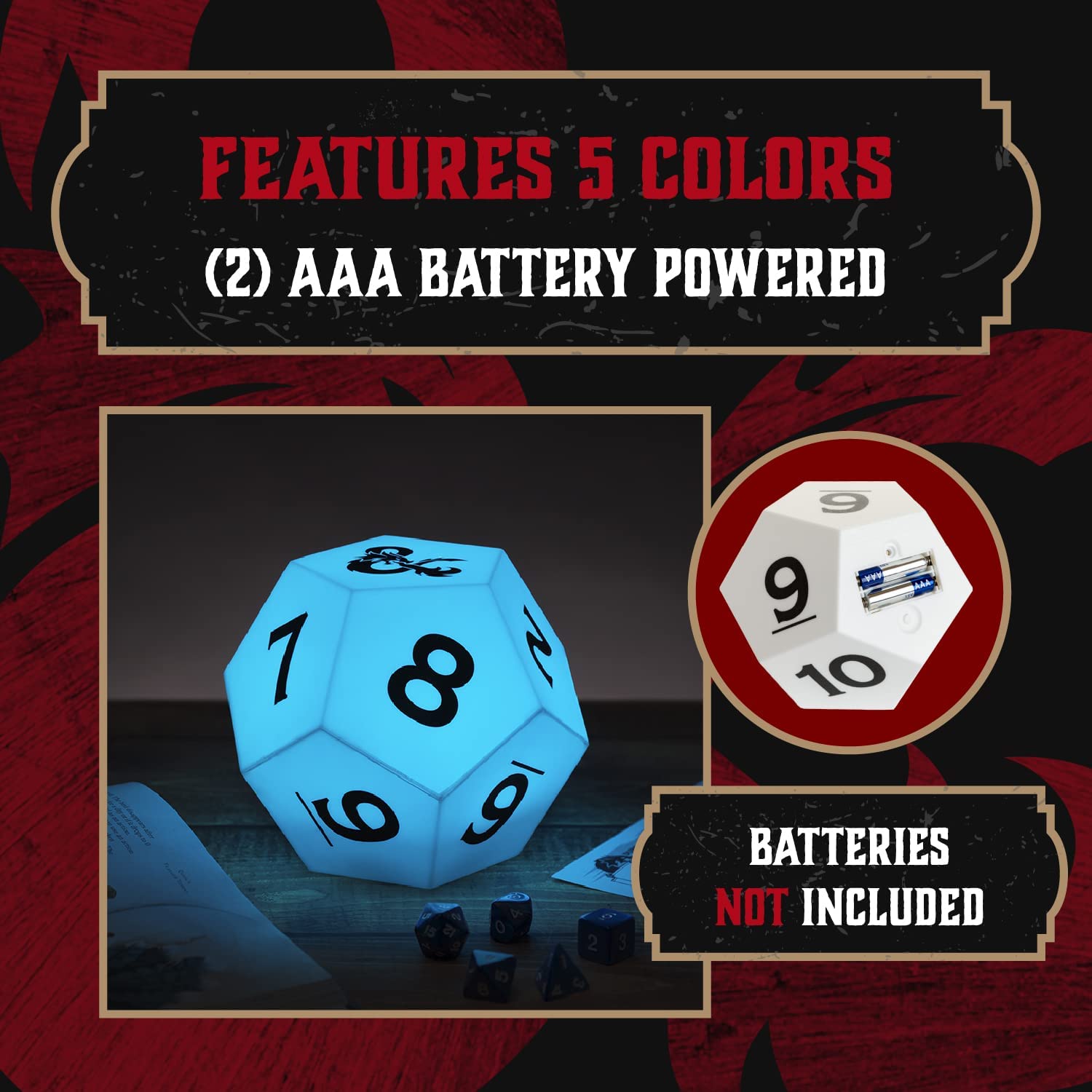 Dungeons and Dragons Decorative D12-Shaped Color-Changing Light