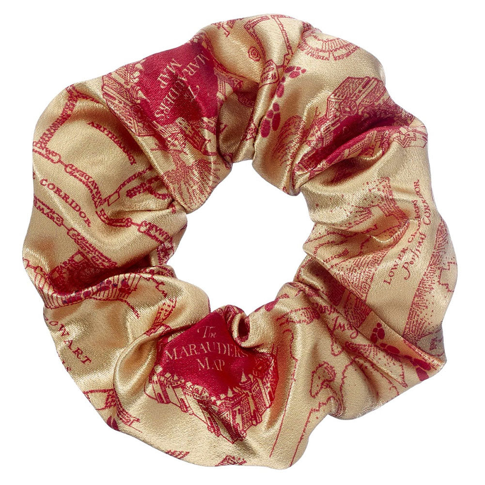 Harry Potter Inspired Marauders Map Design Satin Hair Scrunchie for Stylish Hair