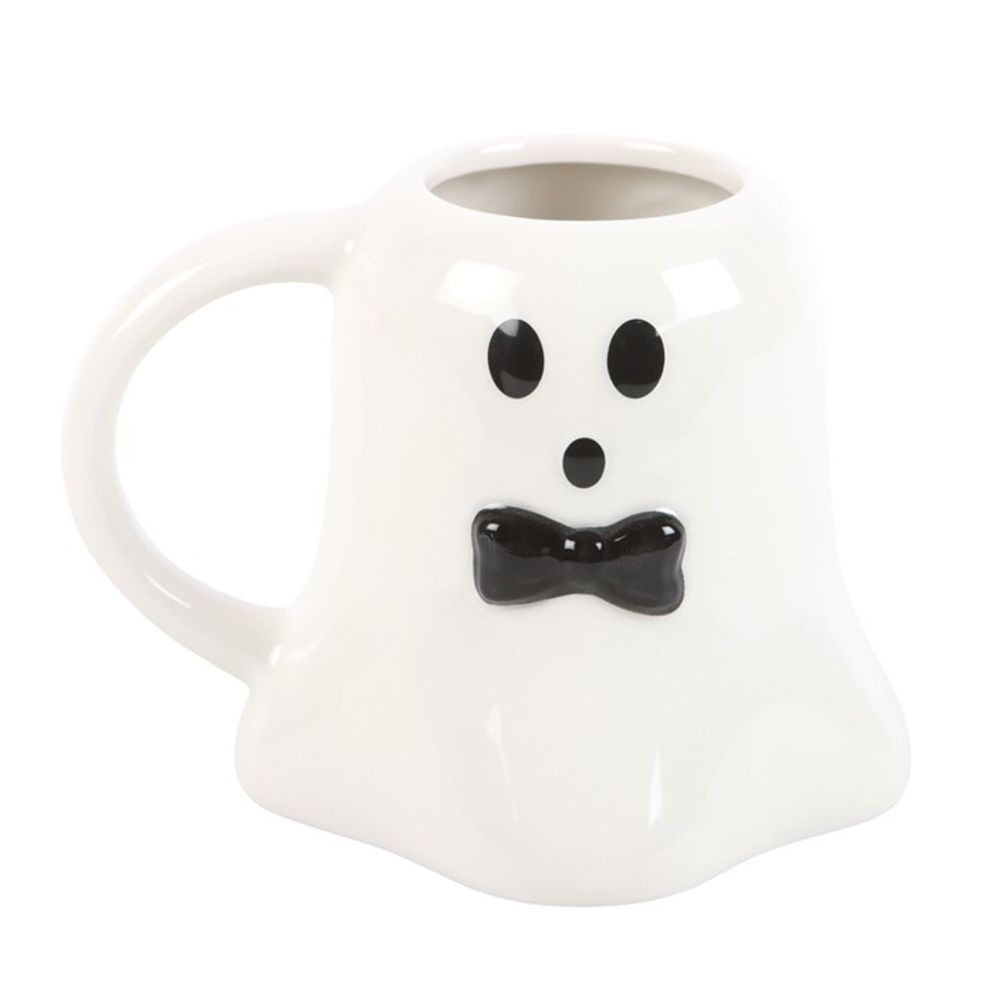 Charming Mr Boo Ghost Mug with a Stylish Black Bow Tie