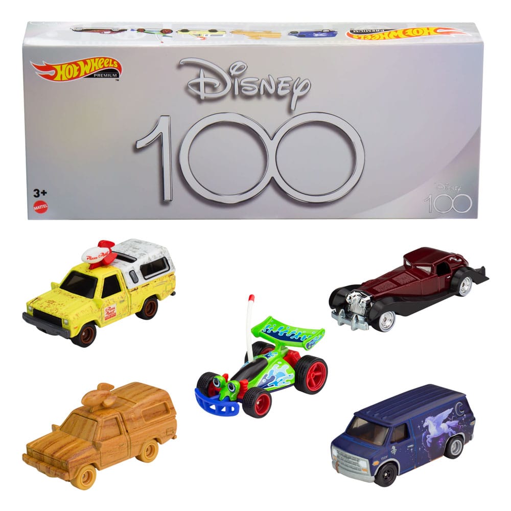 Disney 100th Anniversary Special Edition Hot Wheels Premium Die - cast 1/43 Scale Collectible Vehicles 5 - Piece Pack