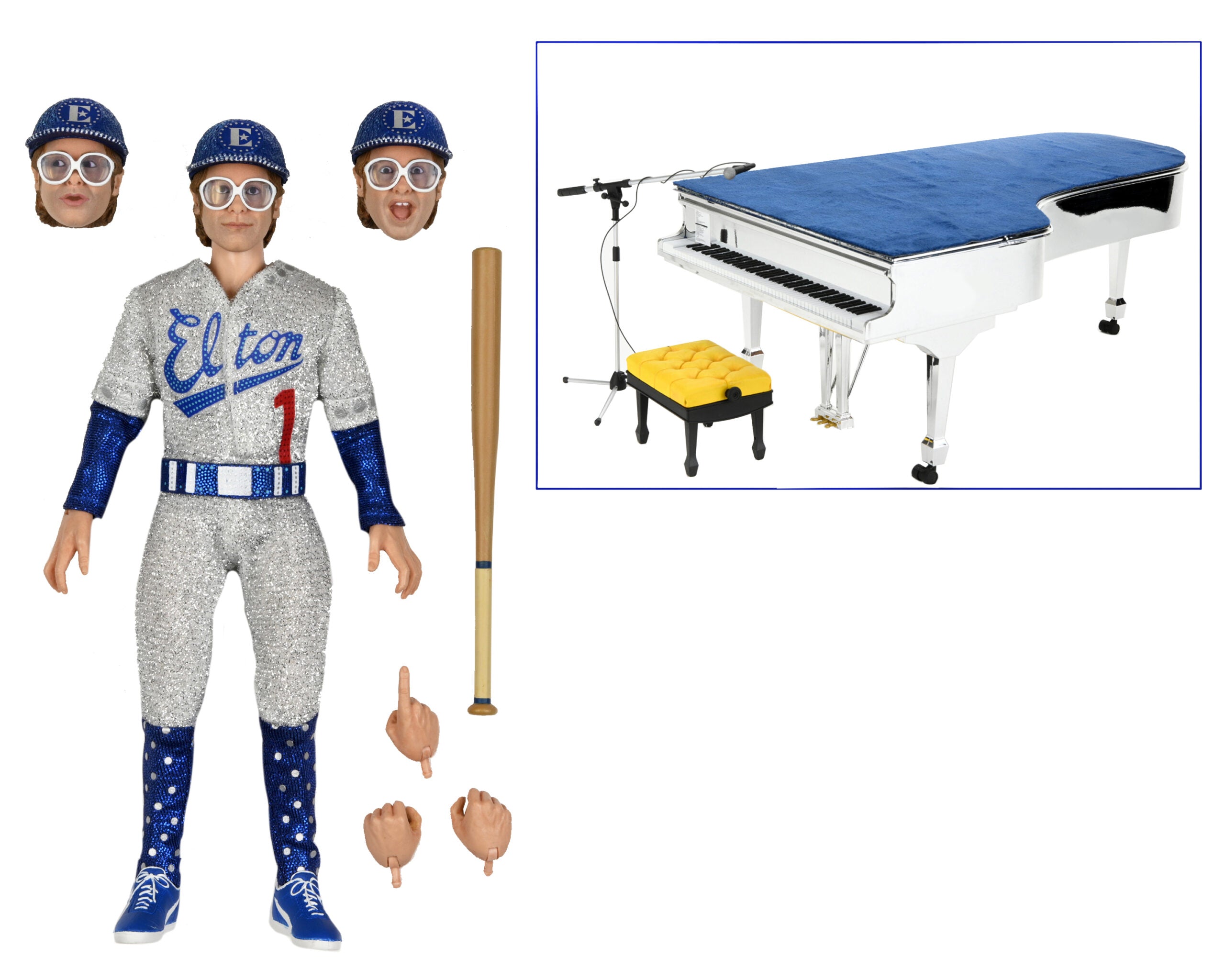 Elton John 8-Inch Deluxe Clothed Action Figure with Piano Inspired by His Live Performance in 1975