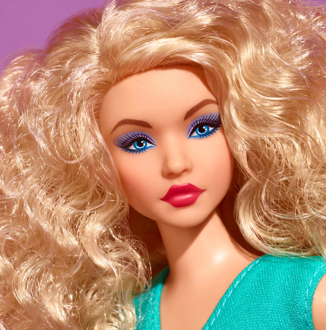 Barbie Signature Curvy Doll with Stunning Curly Blonde Hair and Trendy Looks