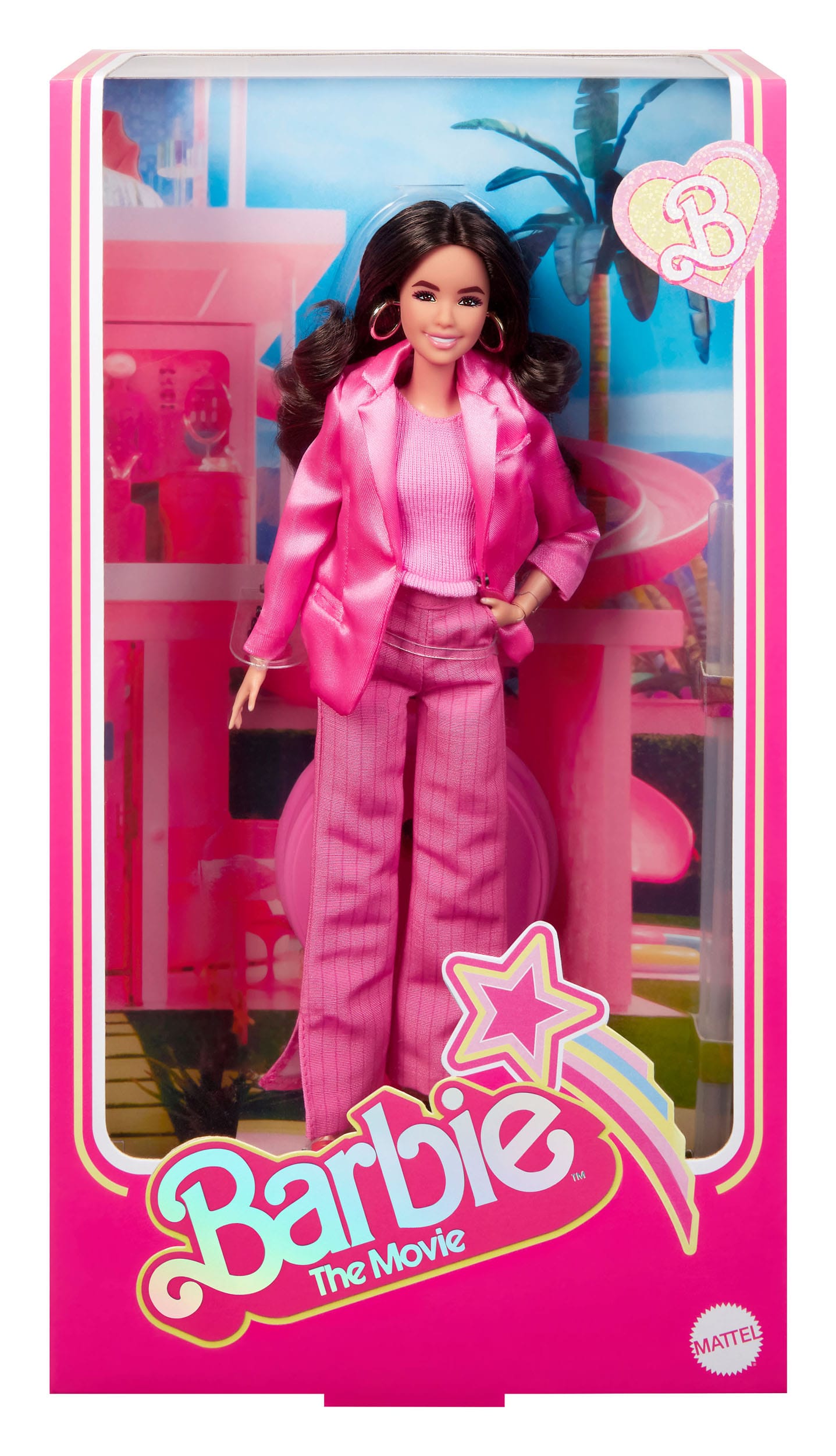 Collectible Barbie Movie Gloria Doll in Stunning Pink Power Pantsuit