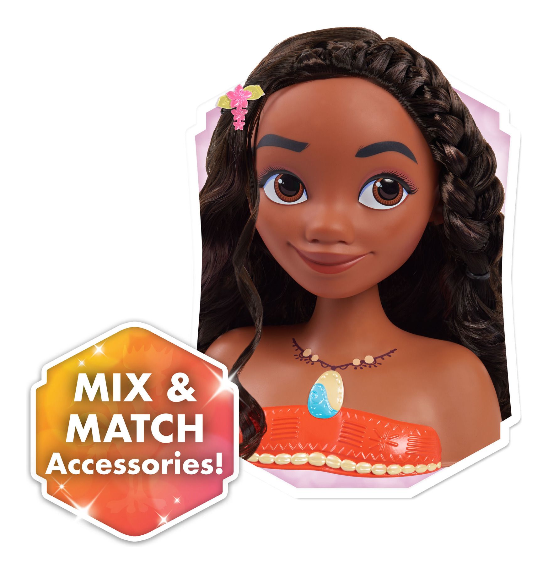 Disney Princess Moana Doll with Long Black Hair and 13 Styling Accessories