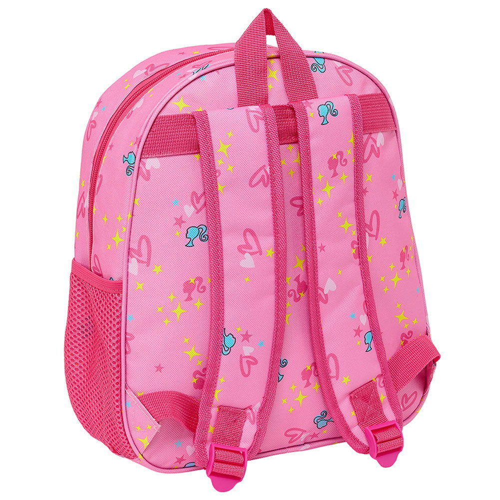 Junior Pink 3D Barbie Backpack with Repeating Design