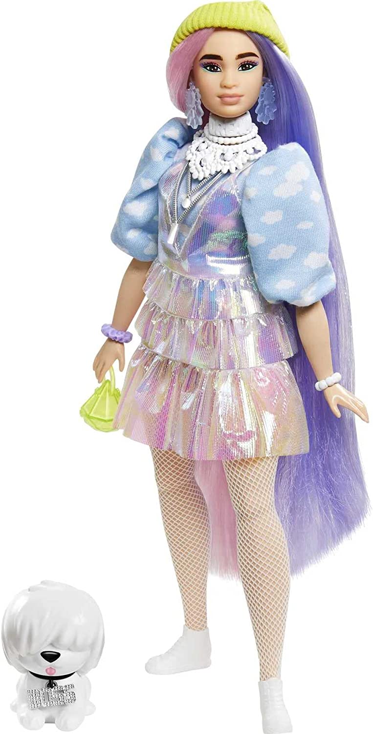 Sparkling Barbie Extra Fashion Doll Set with an Adorable Pet Puppy