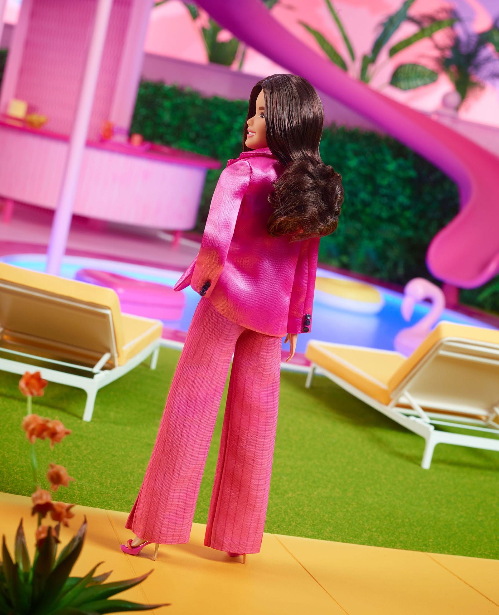 Collectible Barbie Movie Gloria Doll in Stunning Pink Power Pantsuit