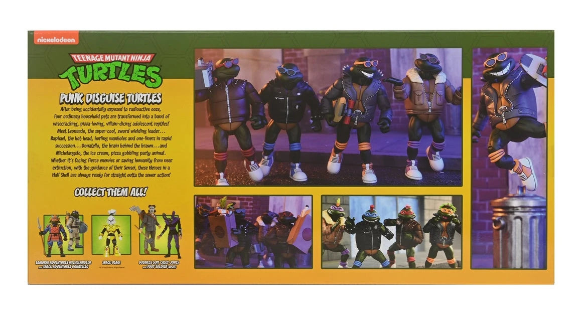 NECA Collectible 7-Inch Scale Teenage Mutant Ninja Turtles Cartoon Themed Punk Turtles Four-Pack Action Figures