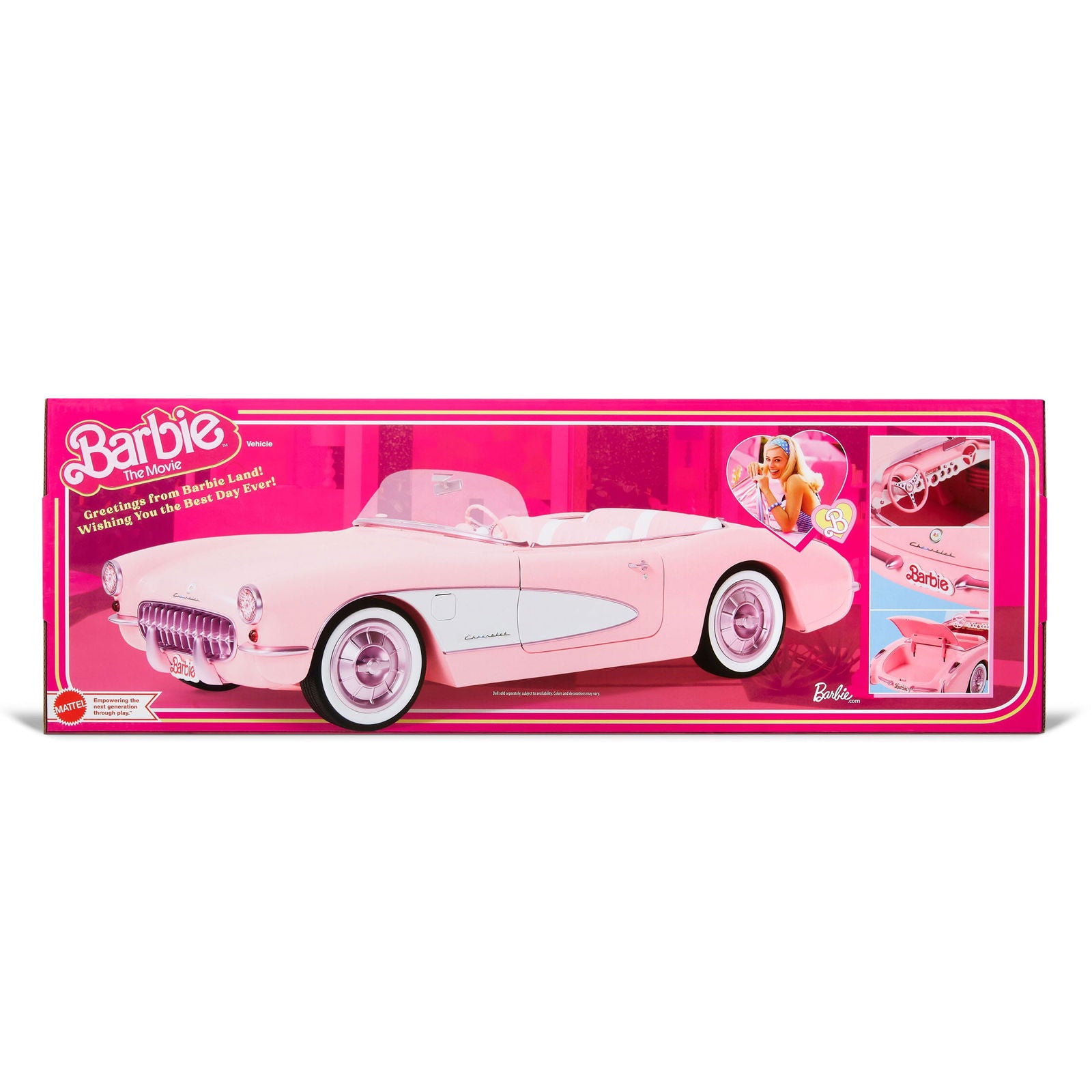 Collectible Barbie The Movie Inspired Pink Chevrolet Corvette Convertible Toy Car