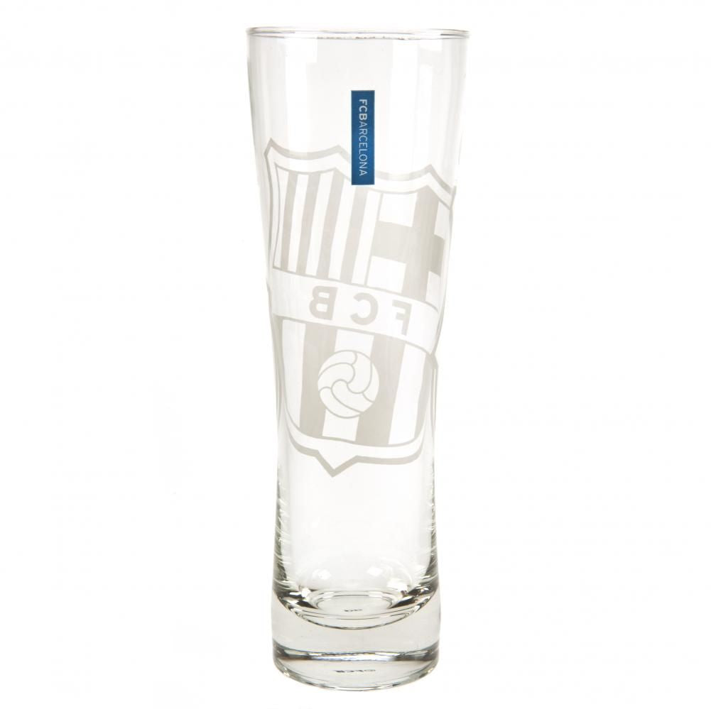 Tall FC Barcelona Beer Glass with Etched Club Crest