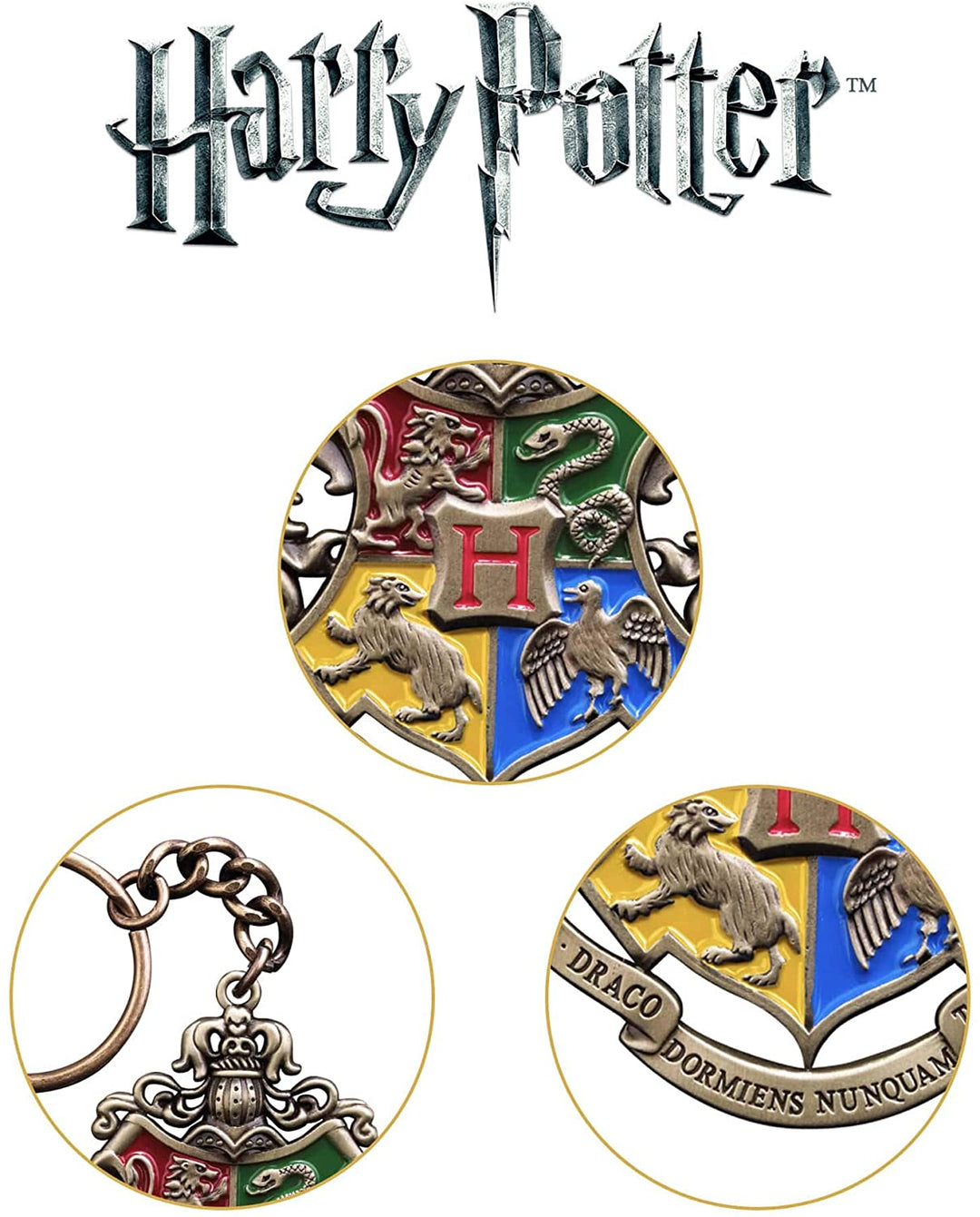 Officially Licensed Harry Potter Collectible Hogwarts Crest Metal Keychain for Fans