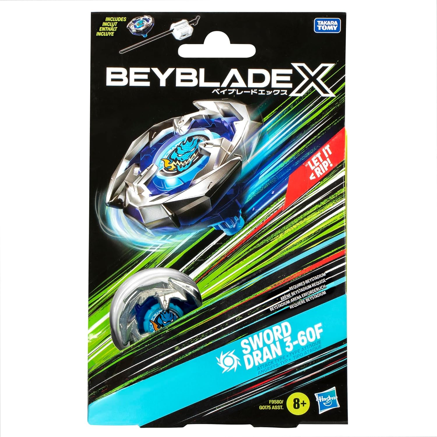 Beyblade X Sword Dran 3 - 60F Starter Set: Top with Authentic Launcher
