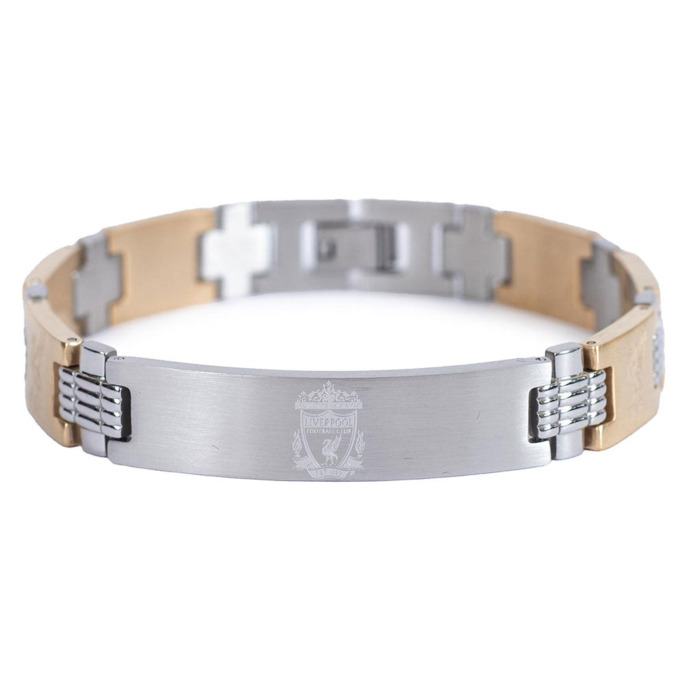 Stylish Liverpool FC Two - Colour Brushed Stainless Steel Link Bracelet