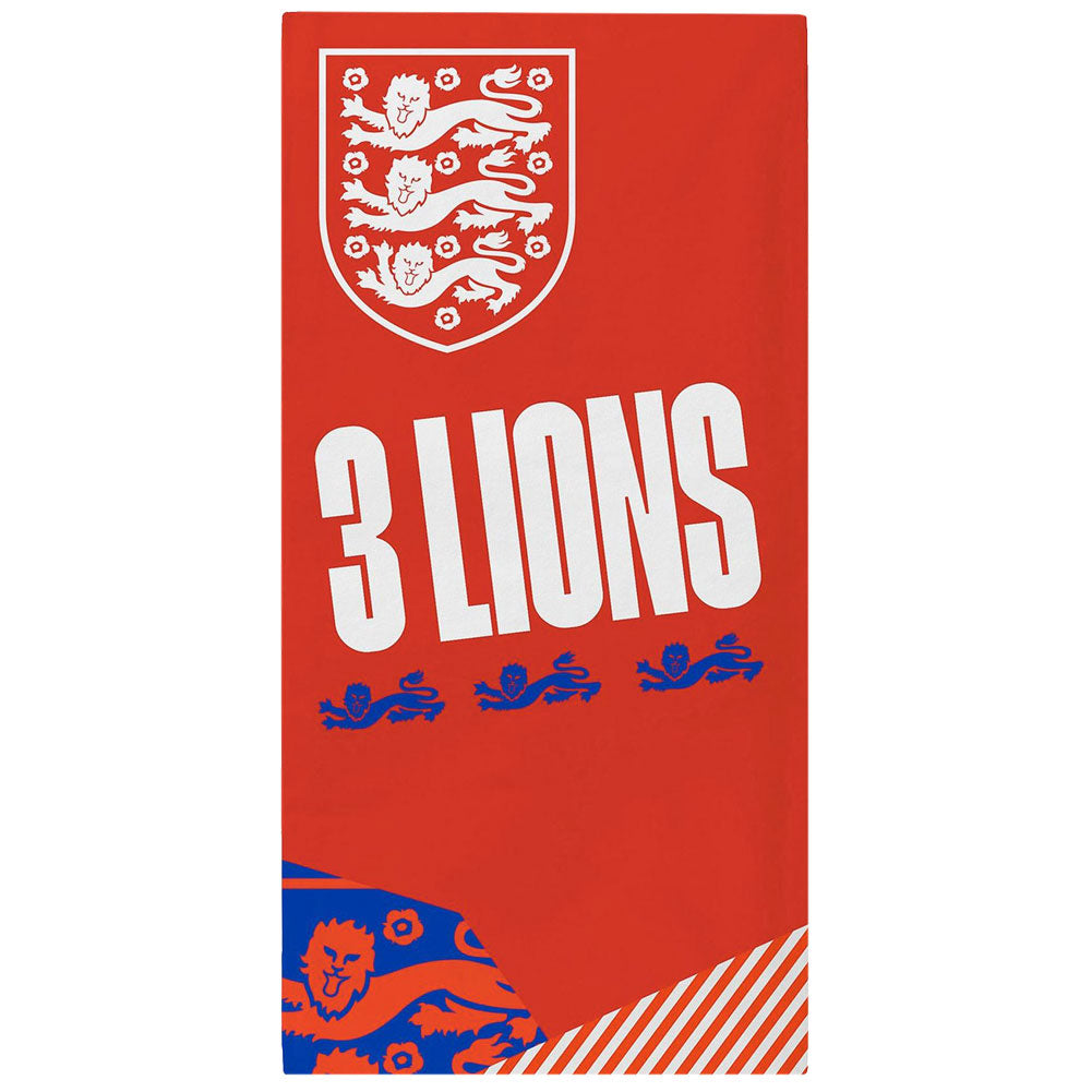 Large and Soft 100% Cotton Velour England FA Beach Towel with 3 Lion Design