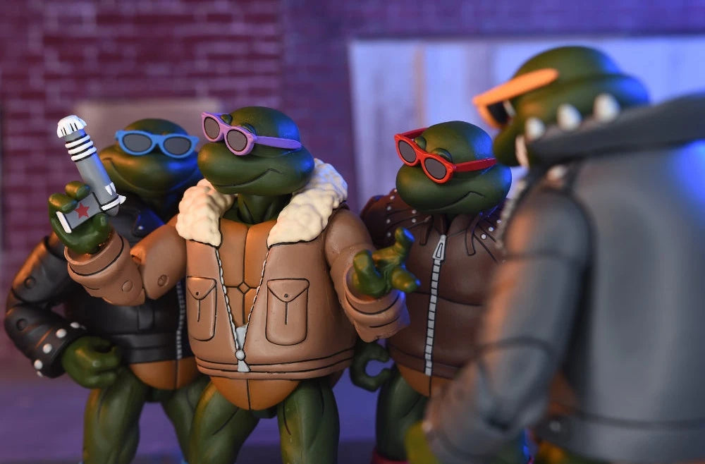 NECA Collectible 7-Inch Scale Teenage Mutant Ninja Turtles Cartoon Themed Punk Turtles Four-Pack Action Figures