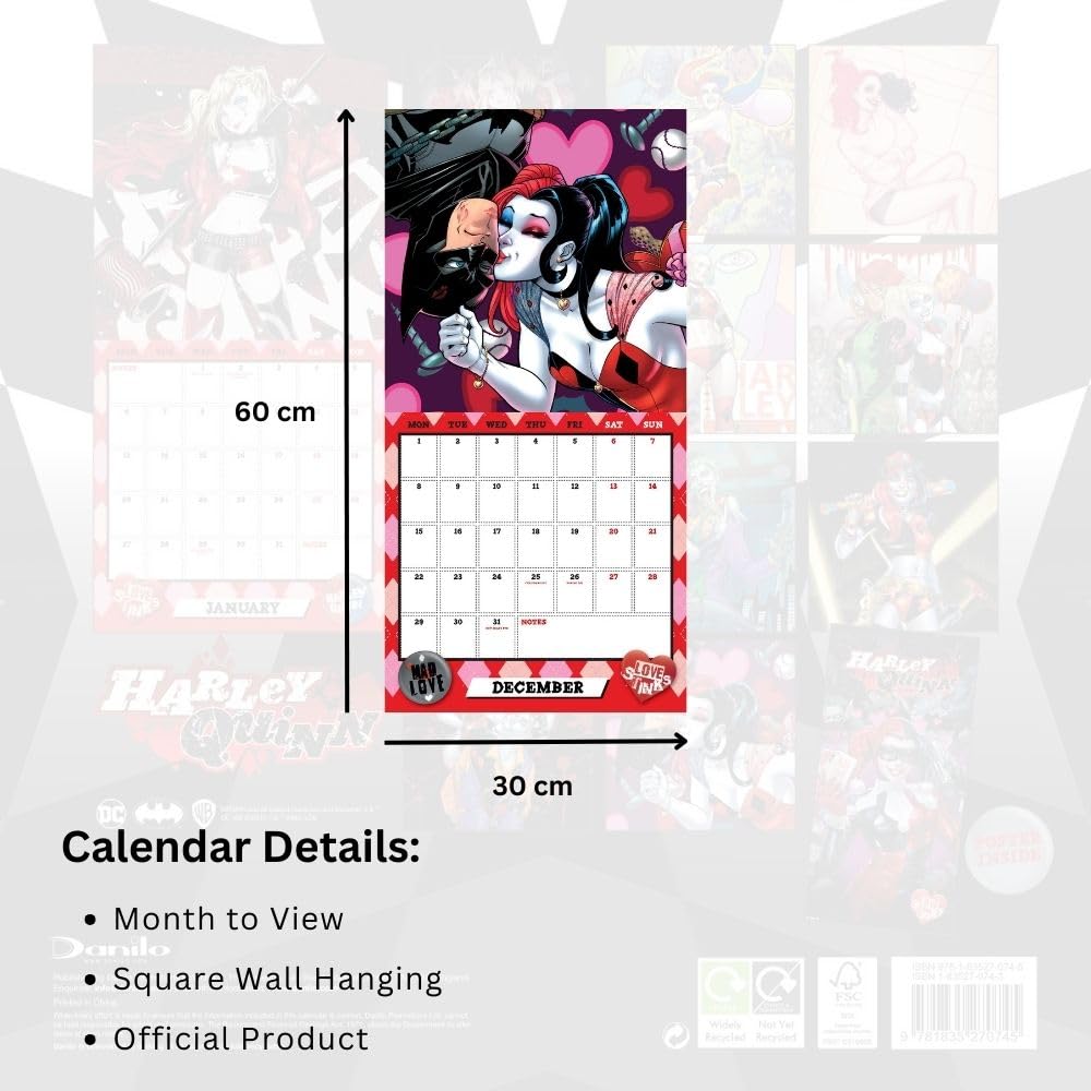 2025 Harley Quinn Themed Square Wall Calendar