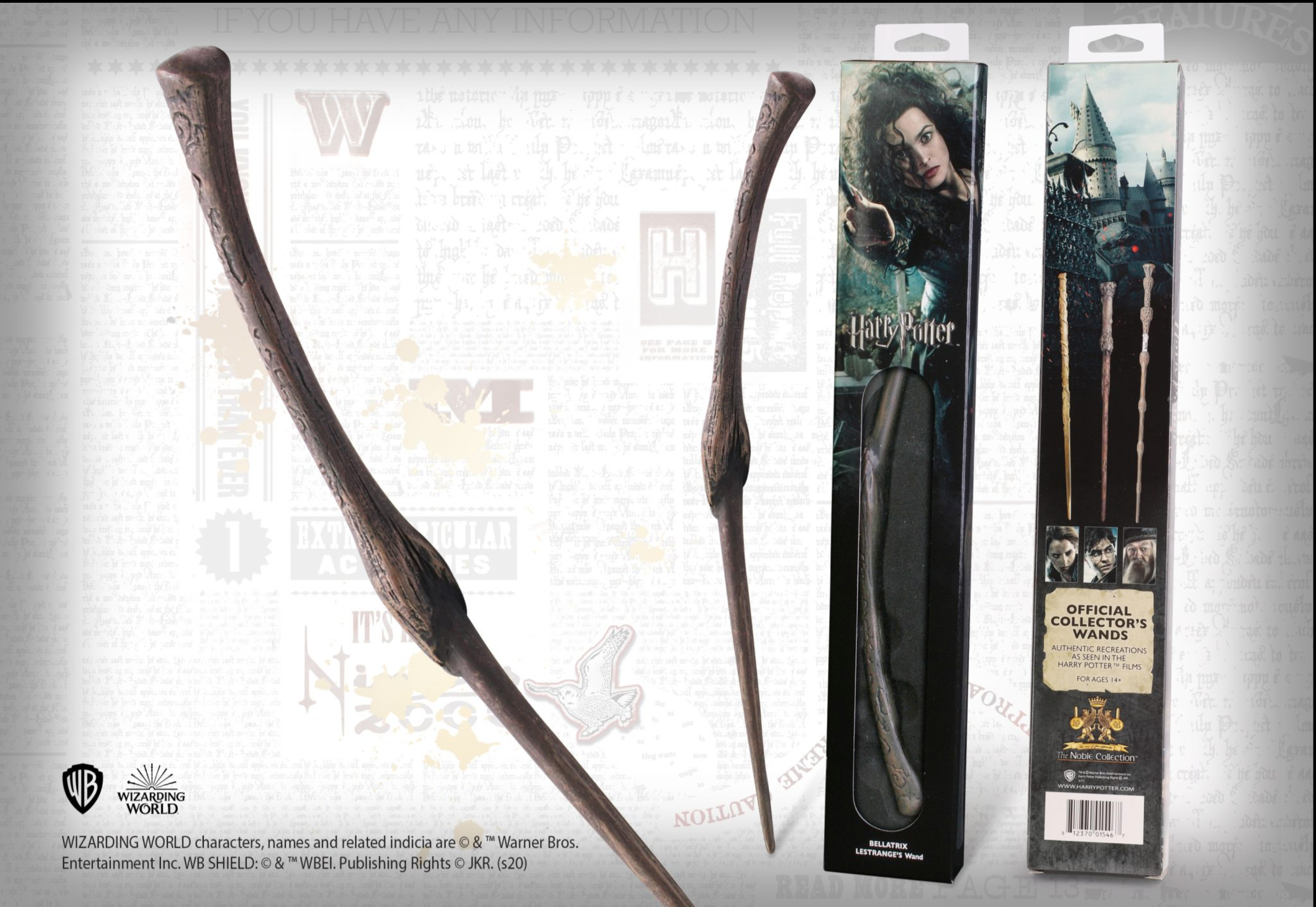 Collectible Harry Potter Bellatrix Lestrange's Magic Wand in a Standard Window Box