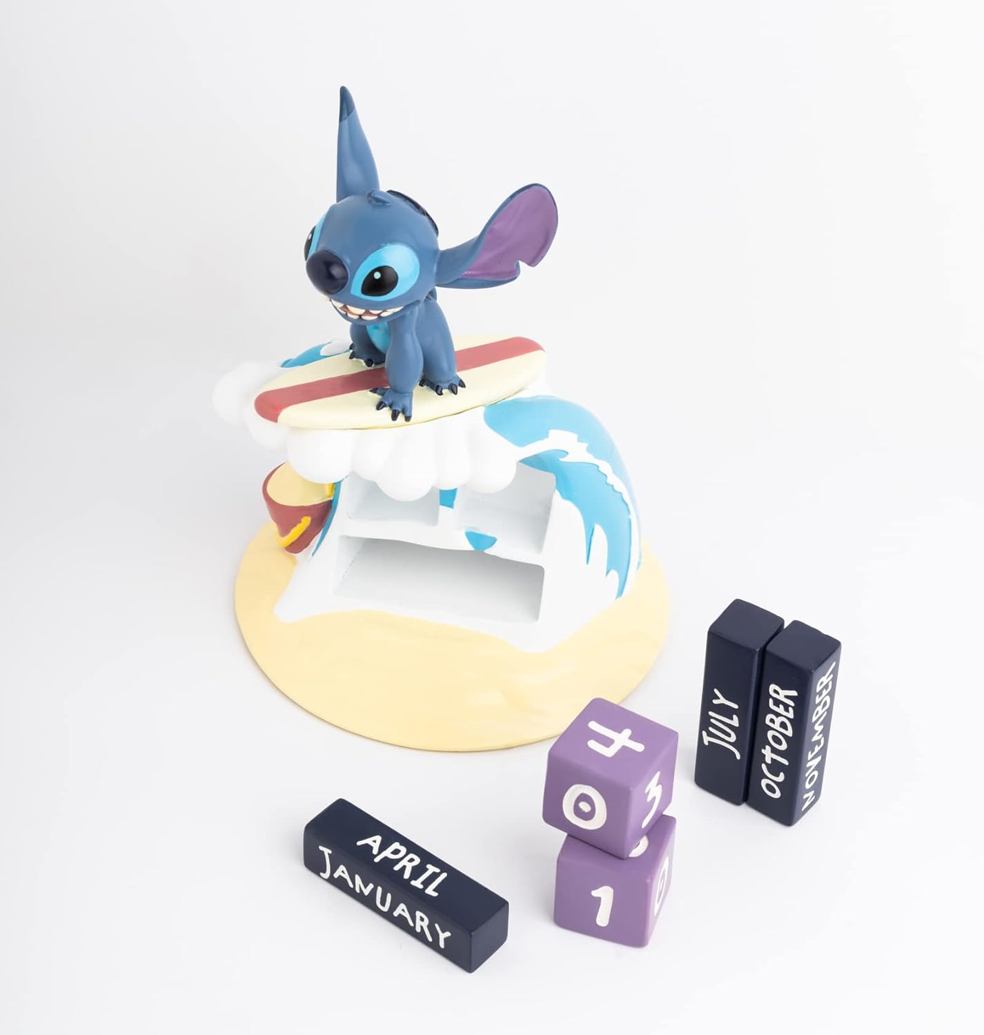3D Hand - painted Disney Stitch Surfer Perpetual Desk Calendar