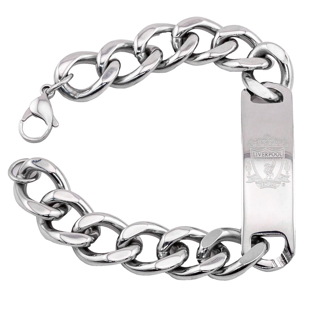 Stainless Steel Chunky Link Liverpool FC Football Club Engraved Plate Bracelet