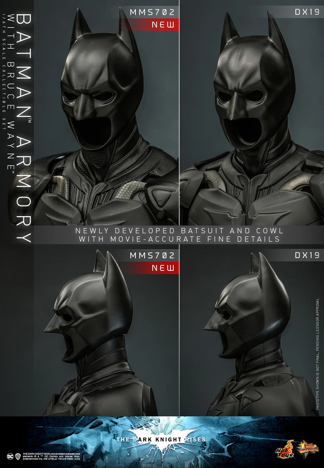 Hot Toys 1/6th Scale Collectible Set of The Dark Knight Rises Batman Armory along with Bruce Wayne Figure