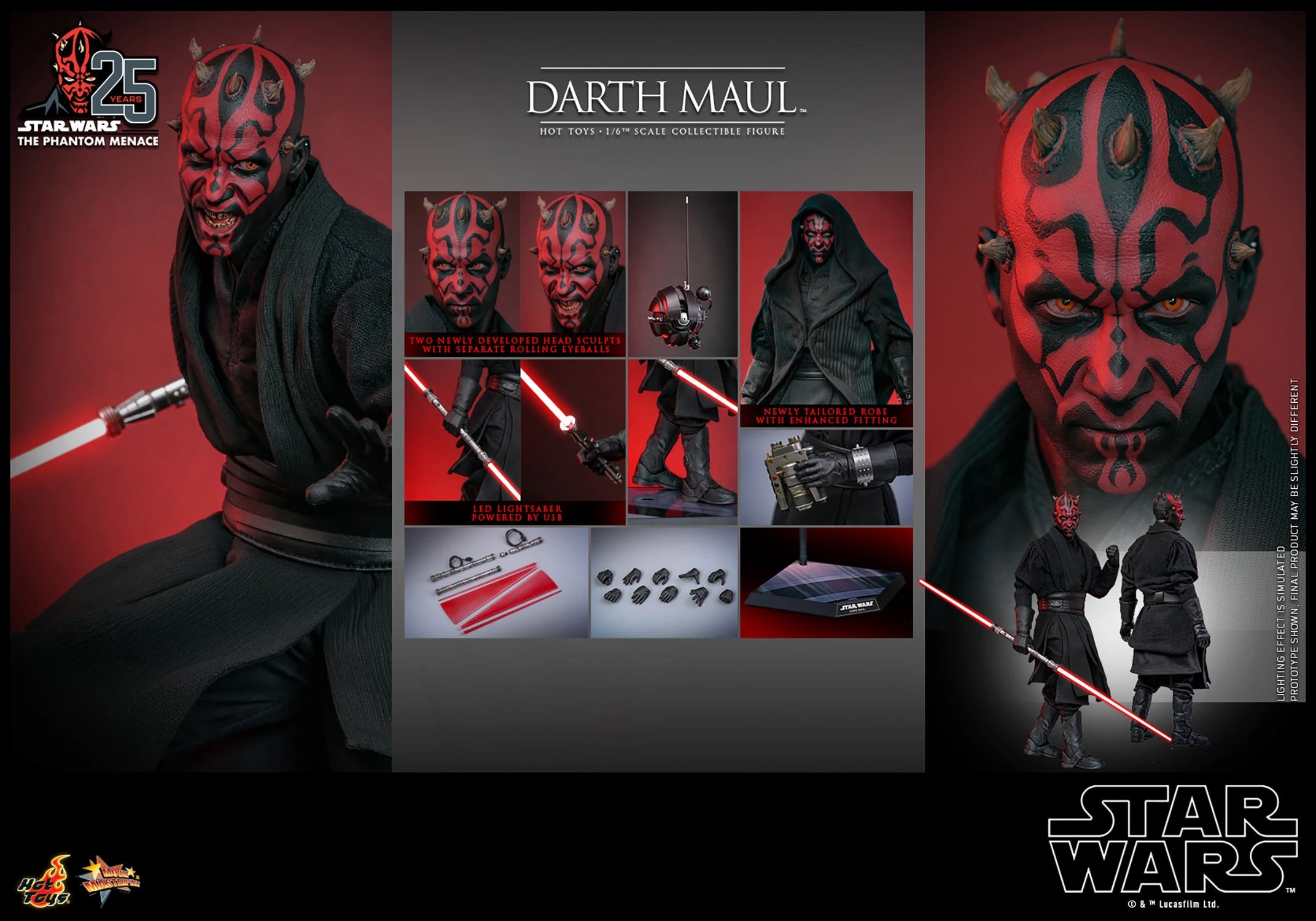 Hot Toys 1/6th Scale Collectible Action Figure of Darth Maul from Star Wars: The Phantom Menace