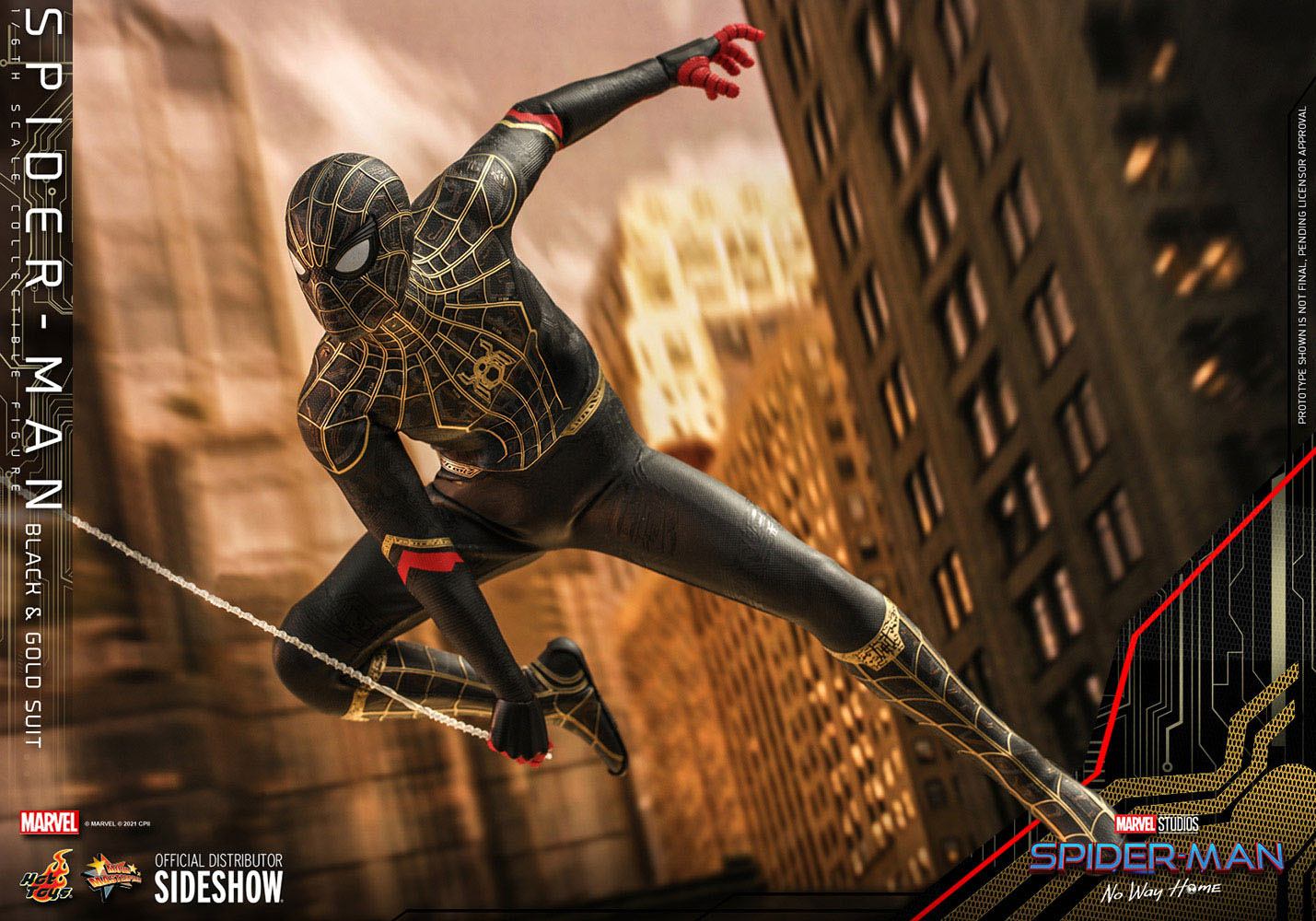 Hot Toys 1/6 Scale Movie Masterpiece Spider-Man in Black & Gold Suit from No Way Home