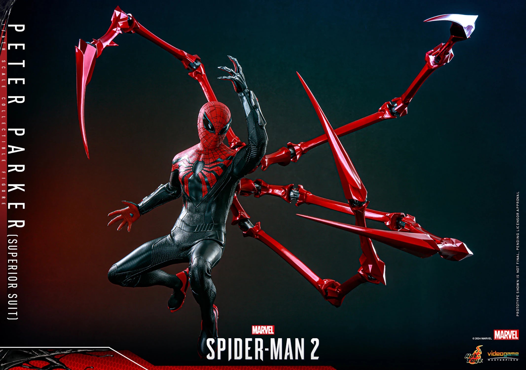 Hot Toys Collectible 1/6th Scale Figure of Marvel's Spider - Man 2 Spider - Man in Superior Suit
