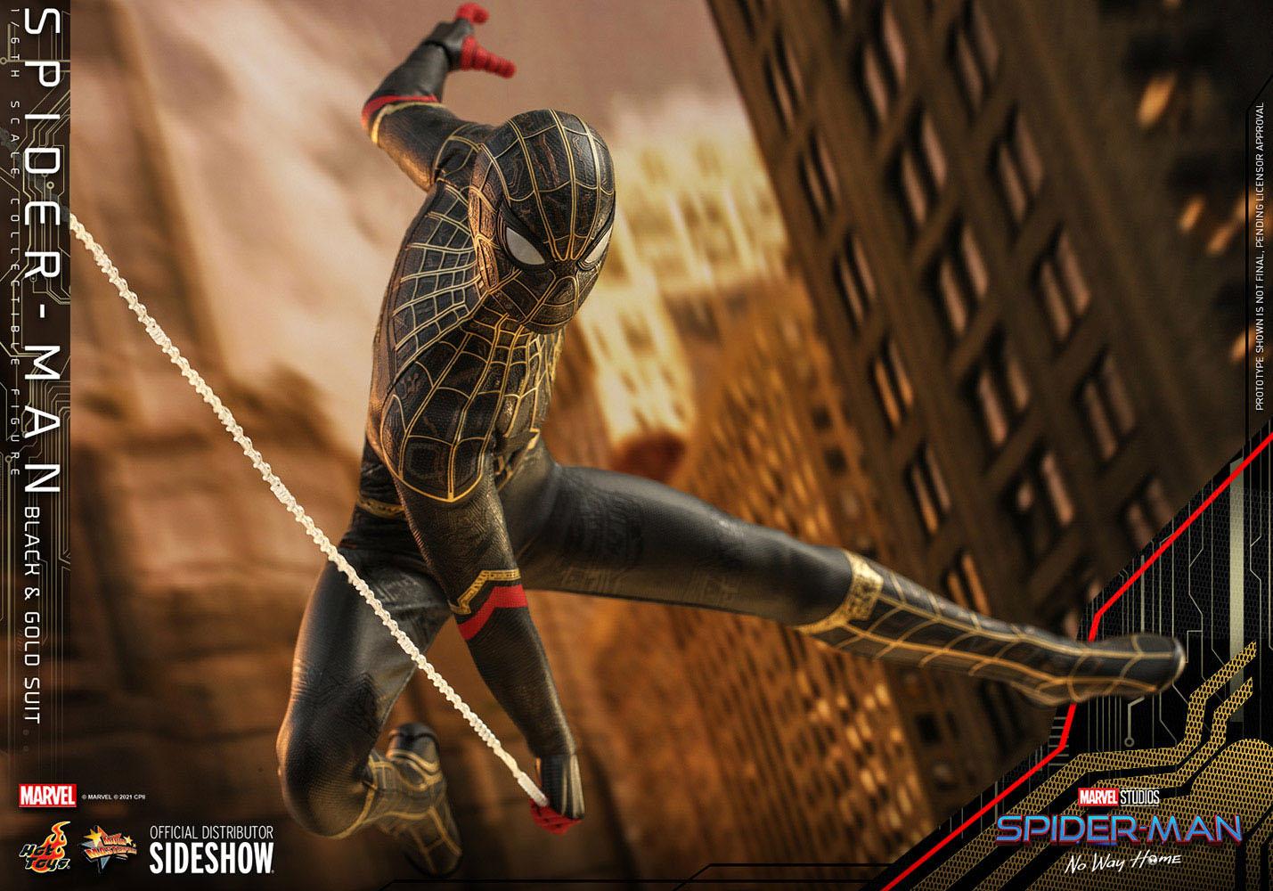 Hot Toys 1/6 Scale Movie Masterpiece Spider-Man in Black & Gold Suit from No Way Home