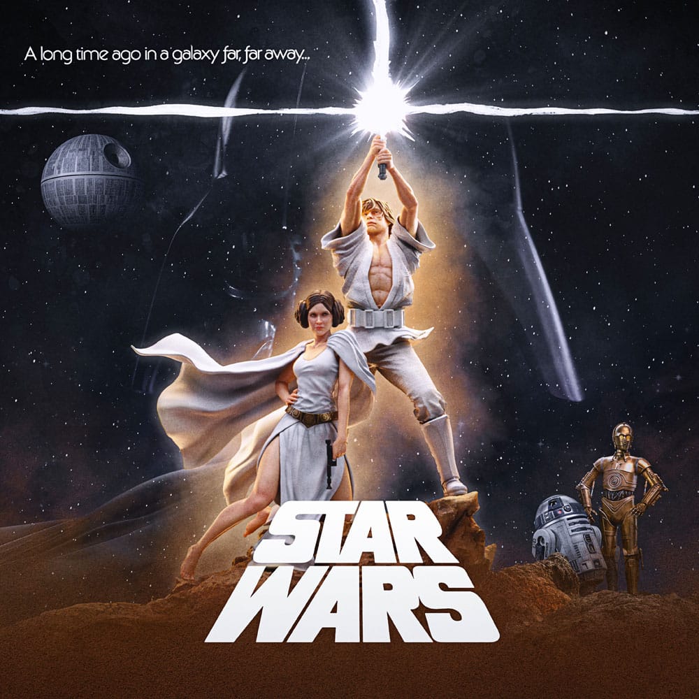 Iron Studio Star Wars: A New Hope Deluxe 1/10 Art Scale Limited Edition Collectible Statue of Luke Skywalker and Princess Leia Organa