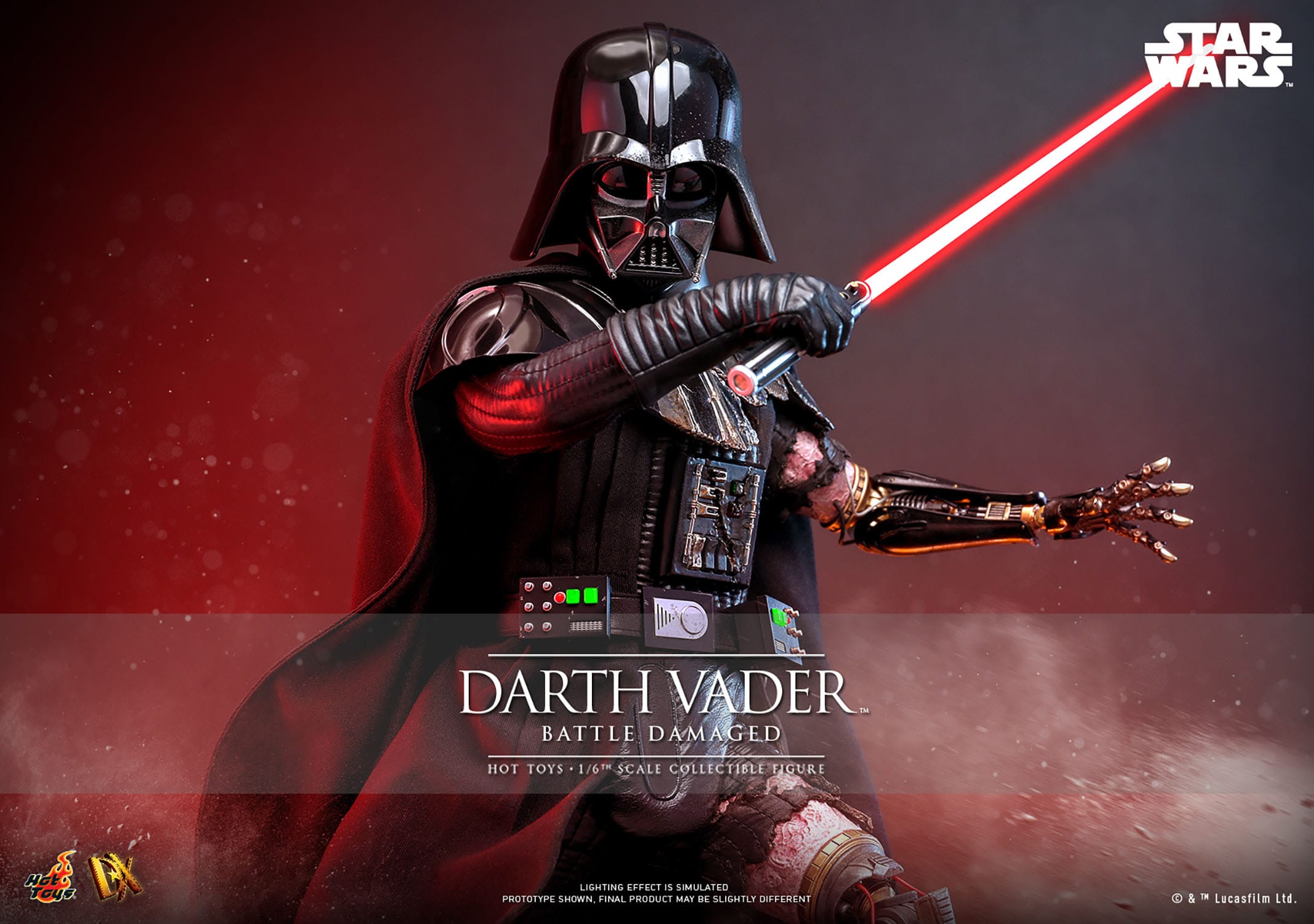 Hot Toys 1/6th Scale Battle-Damaged Star Wars Darth Vader Collectible Figure