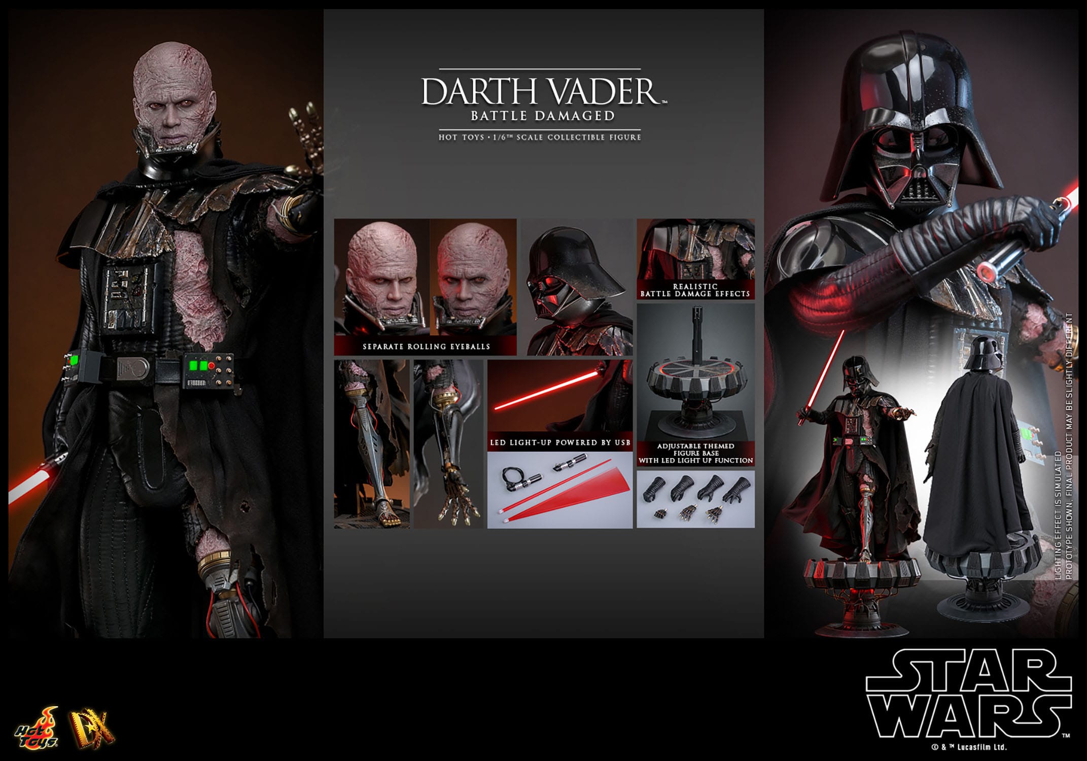 Hot Toys 1/6th Scale Battle-Damaged Star Wars Darth Vader Collectible Figure