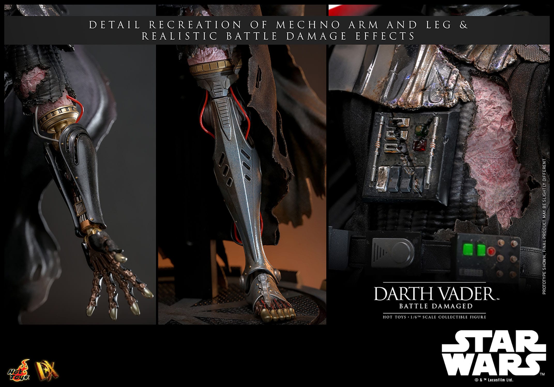 Hot Toys 1/6th Scale Battle-Damaged Star Wars Darth Vader Collectible Figure