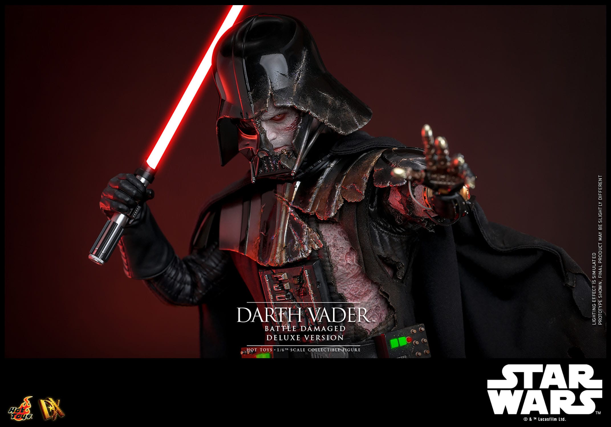 Hot Toys Star Wars Deluxe 1/6th Scale Collectible Action Figure of Battle - Damaged Darth Vader