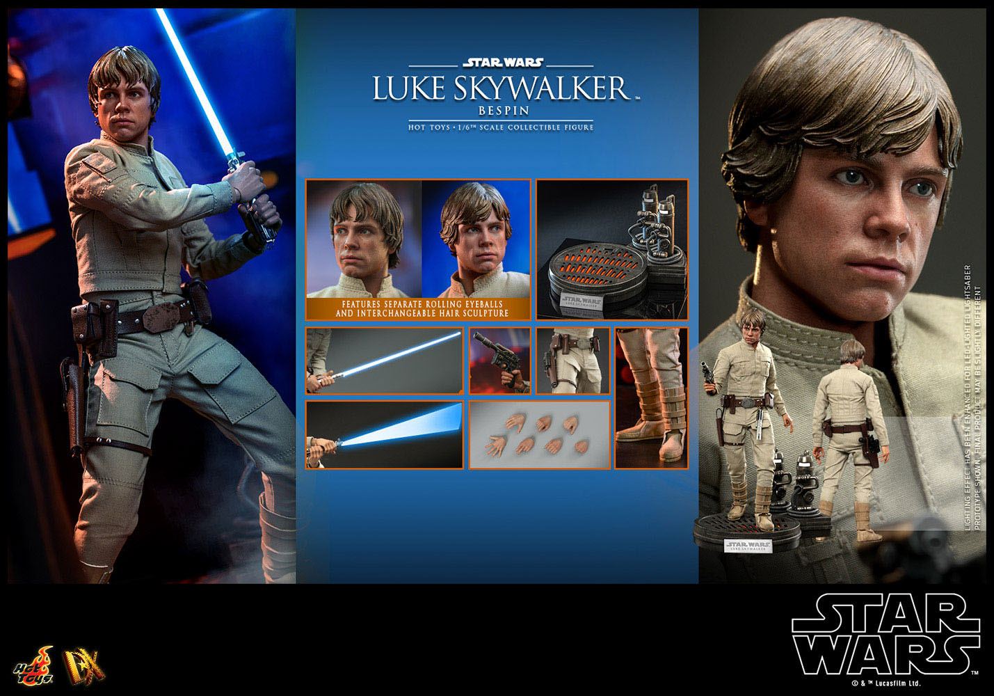 Hot Toys Star Wars: The Empire Strikes Back - Highly Detailed 1:6 Scale Collectible Figure of Luke Skywalker in Bespin Outfit
