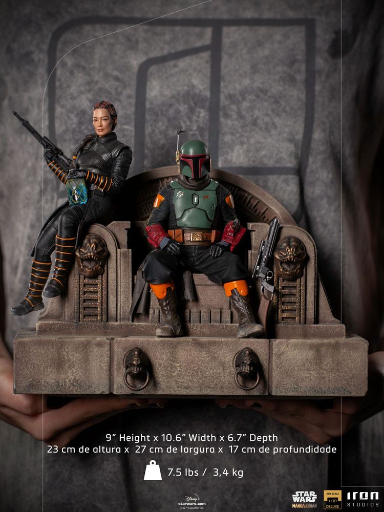 Iron Studios Premium 1/10 Deluxe Art Scale Statue of Boba Fett and Fennec Shand on Throne from Star Wars The Mandalorian