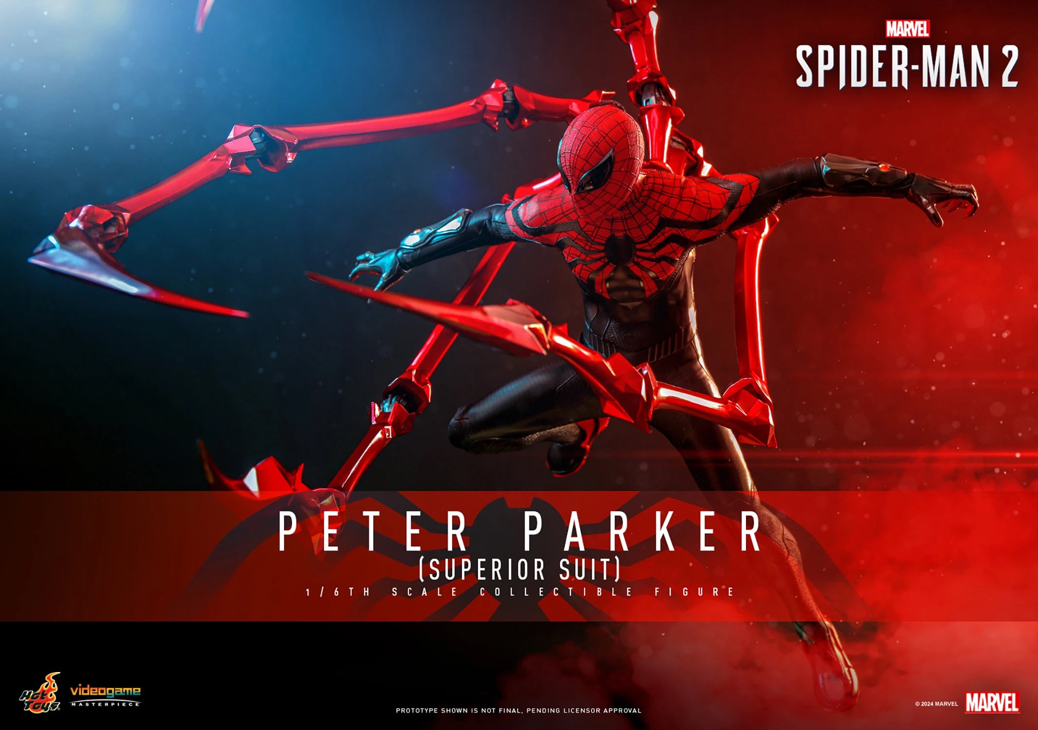 Hot Toys Collectible 1/6th Scale Figure of Marvel's Spider - Man 2 Spider - Man in Superior Suit