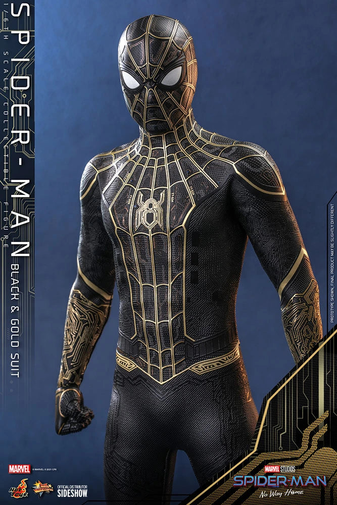 Hot Toys 1/6 Scale Movie Masterpiece Spider-Man in Black & Gold Suit from No Way Home