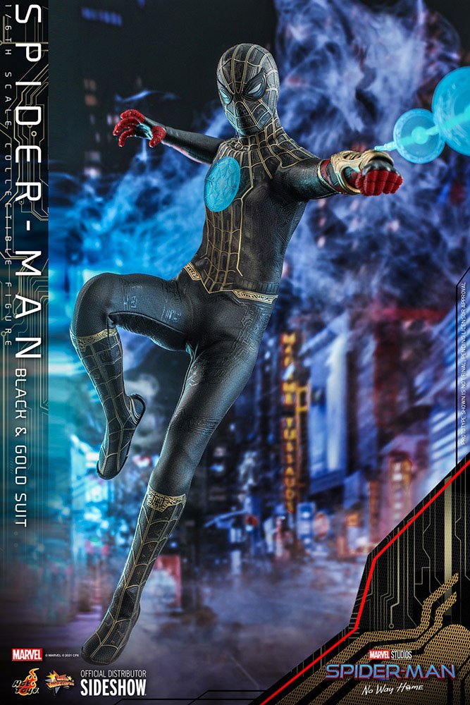 Hot Toys 1/6 Scale Movie Masterpiece Spider-Man in Black & Gold Suit from No Way Home