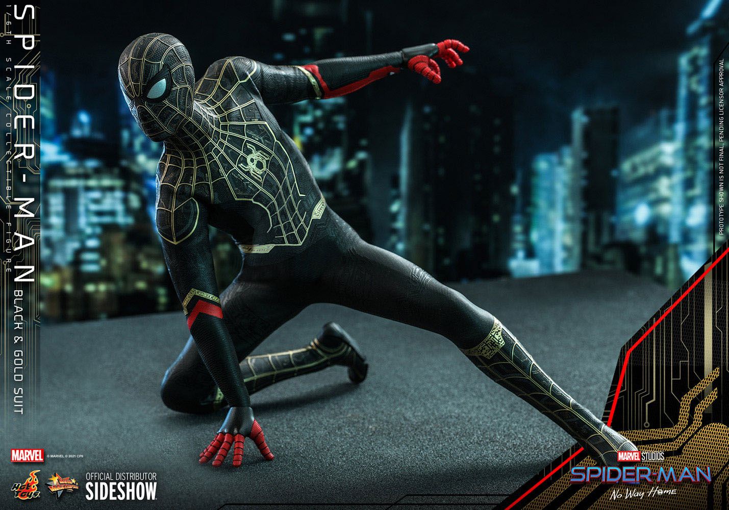 Hot Toys 1/6 Scale Movie Masterpiece Spider-Man in Black & Gold Suit from No Way Home