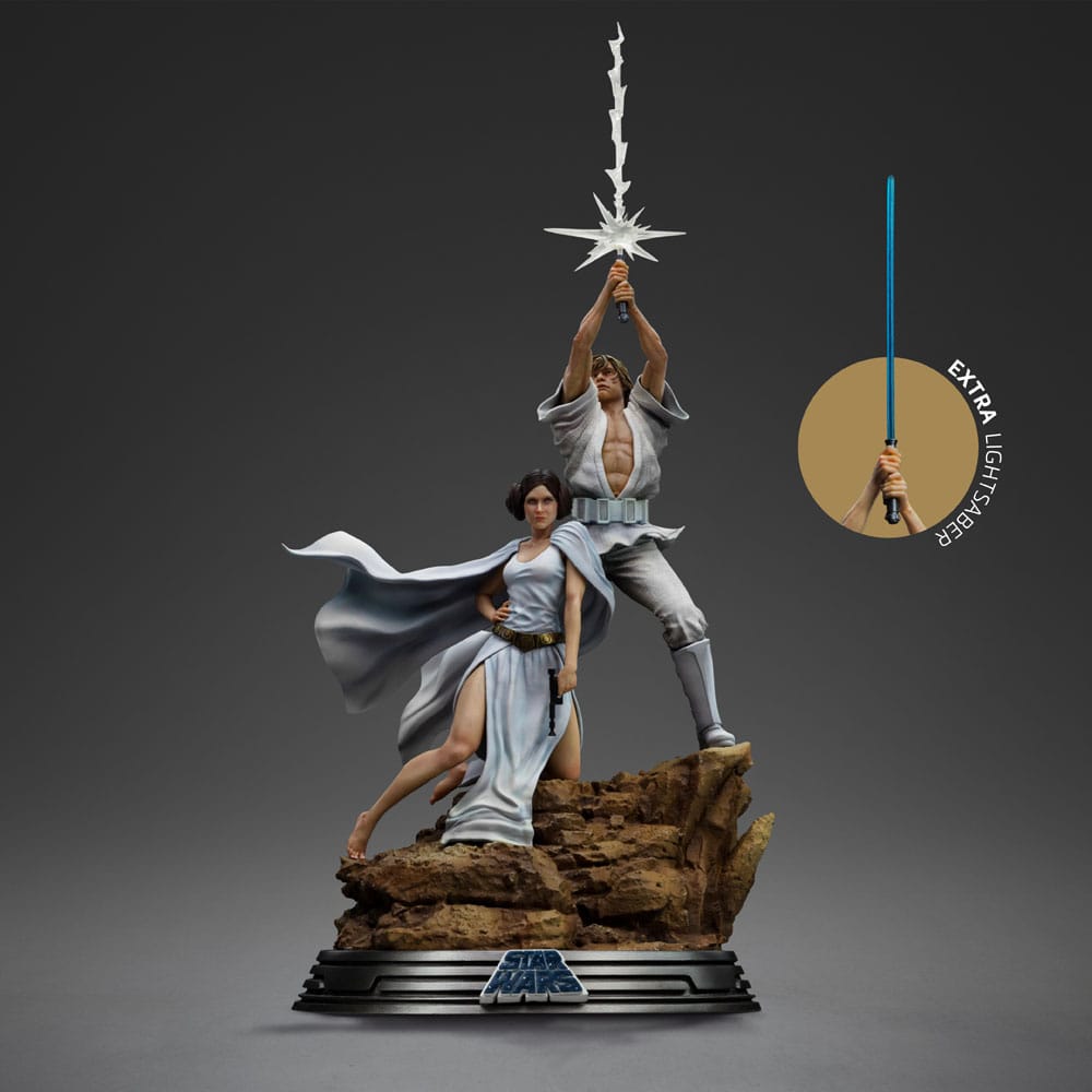 Iron Studio Star Wars: A New Hope Deluxe 1/10 Art Scale Limited Edition Collectible Statue of Luke Skywalker and Princess Leia Organa