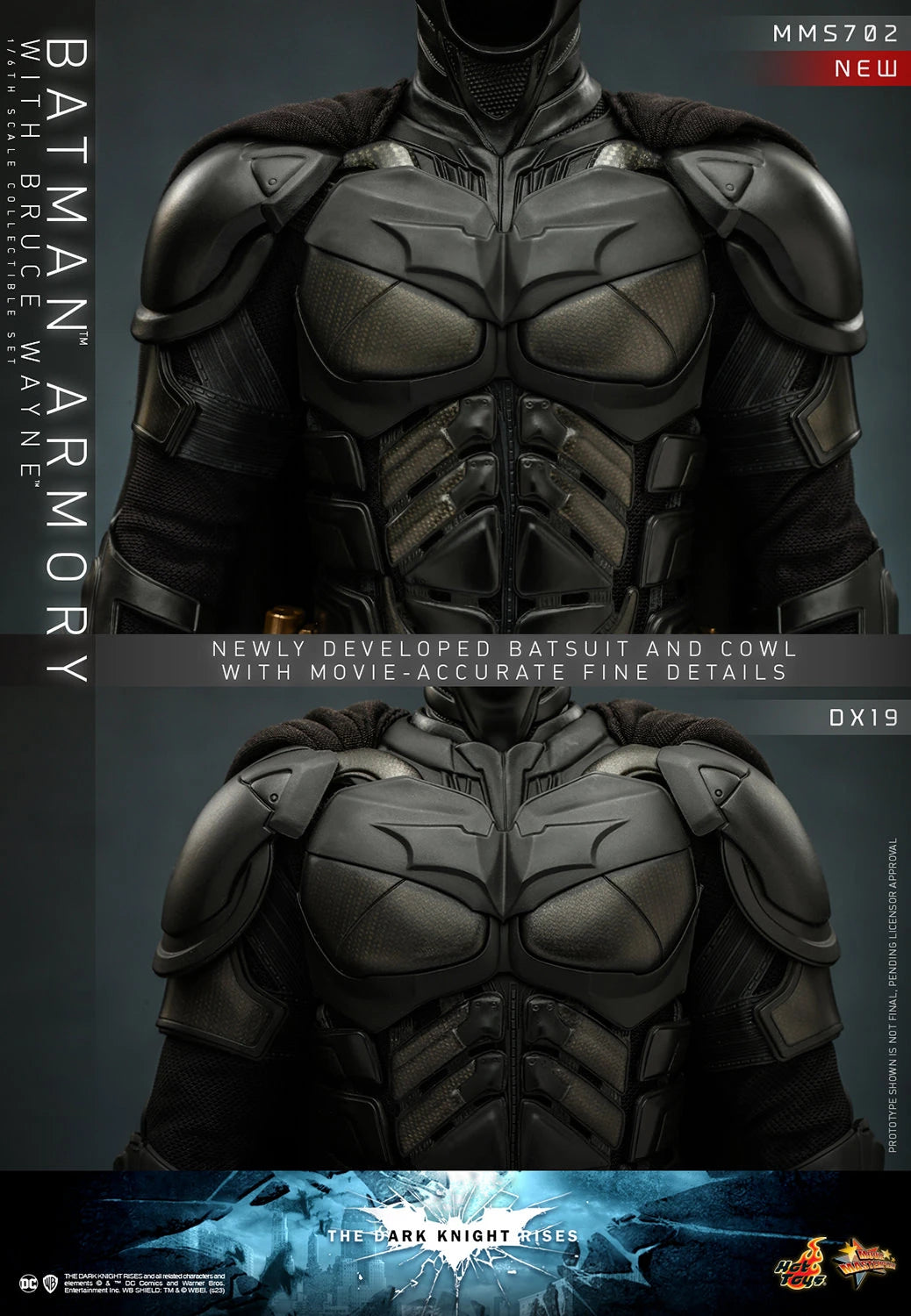 Hot Toys 1/6th Scale Collectible Set of The Dark Knight Rises Batman Armory along with Bruce Wayne Figure
